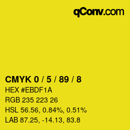 カラーコード: CMYK 0 / 5 / 89 / 8 | qconv.com