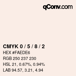 カラーコード: CMYK 0 / 5 / 8 / 2 | qconv.com