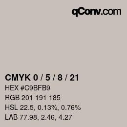 カラーコード: CMYK 0 / 5 / 8 / 21 | qconv.com