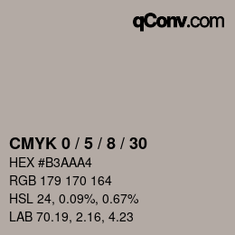 カラーコード: CMYK 0 / 5 / 8 / 30 | qconv.com