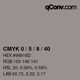 颜色代码: CMYK 0 / 5 / 8 / 40 | qconv.com