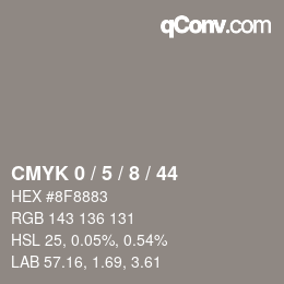颜色代码: CMYK 0 / 5 / 8 / 44 | qconv.com