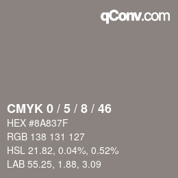 颜色代码: CMYK 0 / 5 / 8 / 46 | qconv.com