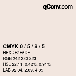 Farbcode: CMYK 0 / 5 / 8 / 5 | qconv.com