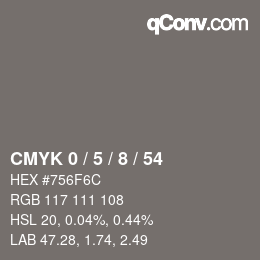 颜色代码: CMYK 0 / 5 / 8 / 54 | qconv.com