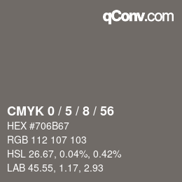 カラーコード: CMYK 0 / 5 / 8 / 56 | qconv.com