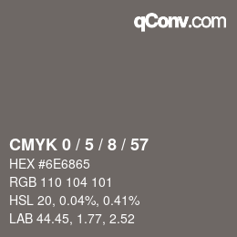 カラーコード: CMYK 0 / 5 / 8 / 57 | qconv.com