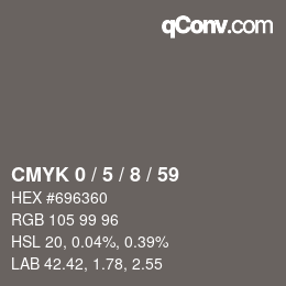 カラーコード: CMYK 0 / 5 / 8 / 59 | qconv.com