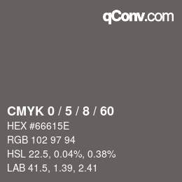 颜色代码: CMYK 0 / 5 / 8 / 60 | qconv.com
