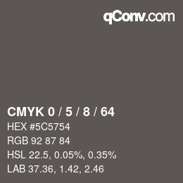 カラーコード: CMYK 0 / 5 / 8 / 64 | qconv.com