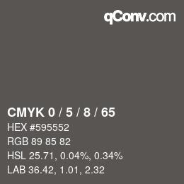 カラーコード: CMYK 0 / 5 / 8 / 65 | qconv.com