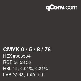 カラーコード: CMYK 0 / 5 / 8 / 78 | qconv.com