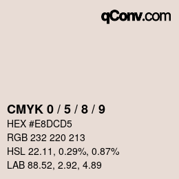 Code couleur: CMYK 0 / 5 / 8 / 9 | qconv.com