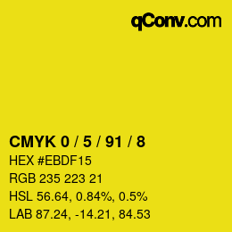 Farbcode: CMYK 0 / 5 / 91 / 8 | qconv.com