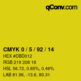 颜色代码: CMYK 0 / 5 / 92 / 14 | qconv.com