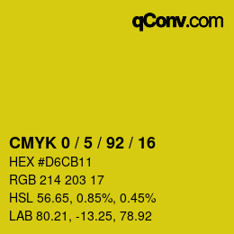 颜色代码: CMYK 0 / 5 / 92 / 16 | qconv.com
