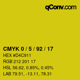 カラーコード: CMYK 0 / 5 / 92 / 17 | qconv.com
