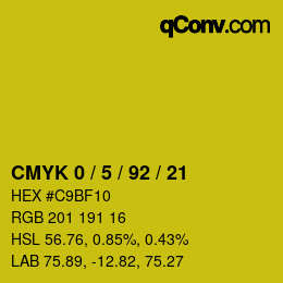 カラーコード: CMYK 0 / 5 / 92 / 21 | qconv.com