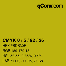 カラーコード: CMYK 0 / 5 / 92 / 26 | qconv.com