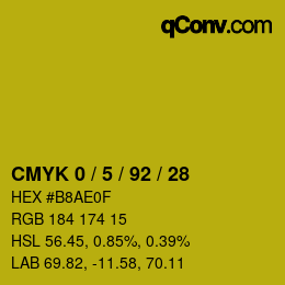 カラーコード: CMYK 0 / 5 / 92 / 28 | qconv.com