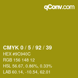 カラーコード: CMYK 0 / 5 / 92 / 39 | qconv.com