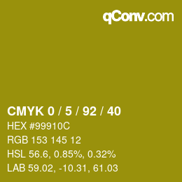 カラーコード: CMYK 0 / 5 / 92 / 40 | qconv.com