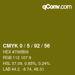 カラーコード: CMYK 0 / 5 / 92 / 56 | qconv.com
