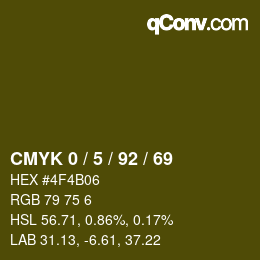 カラーコード: CMYK 0 / 5 / 92 / 69 | qconv.com