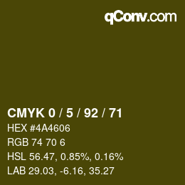 カラーコード: CMYK 0 / 5 / 92 / 71 | qconv.com