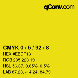 Farbcode: CMYK 0 / 5 / 92 / 8 | qconv.com