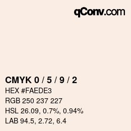カラーコード: CMYK 0 / 5 / 9 / 2 | qconv.com