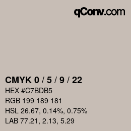 カラーコード: CMYK 0 / 5 / 9 / 22 | qconv.com