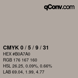 颜色代码: CMYK 0 / 5 / 9 / 31 | qconv.com