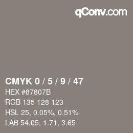Color code: CMYK 0 / 5 / 9 / 47 | qconv.com