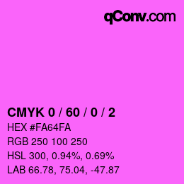 カラーコード: CMYK 0 / 60 / 0 / 2 | qconv.com