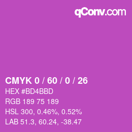 カラーコード: CMYK 0 / 60 / 0 / 26 | qconv.com