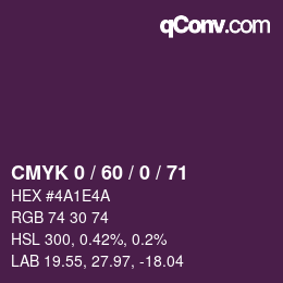 カラーコード: CMYK 0 / 60 / 0 / 71 | qconv.com