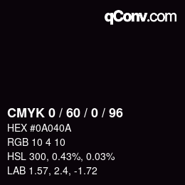 カラーコード: CMYK 0 / 60 / 0 / 96 | qconv.com