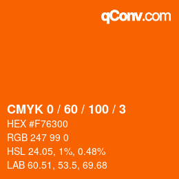 颜色代码: CMYK 0 / 60 / 100 / 3 | qconv.com