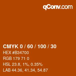 颜色代码: CMYK 0 / 60 / 100 / 30 | qconv.com