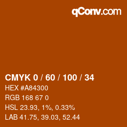 Color code: CMYK 0 / 60 / 100 / 34 | qconv.com