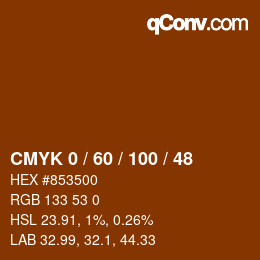 颜色代码: CMYK 0 / 60 / 100 / 48 | qconv.com