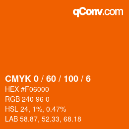 カラーコード: CMYK 0 / 60 / 100 / 6 | qconv.com