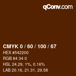 Color code: CMYK 0 / 60 / 100 / 67 | qconv.com
