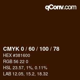 カラーコード: CMYK 0 / 60 / 100 / 78 | qconv.com