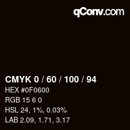 Color code: CMYK 0 / 60 / 100 / 94 | qconv.com