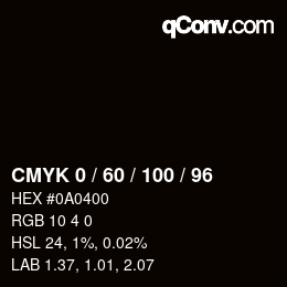 Color code: CMYK 0 / 60 / 100 / 96 | qconv.com