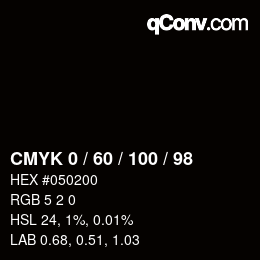 カラーコード: CMYK 0 / 60 / 100 / 98 | qconv.com