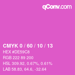 カラーコード: CMYK 0 / 60 / 10 / 13 | qconv.com