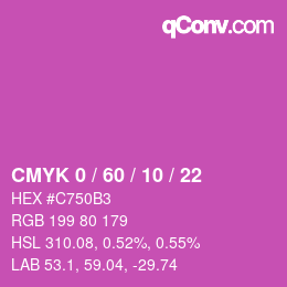 カラーコード: CMYK 0 / 60 / 10 / 22 | qconv.com